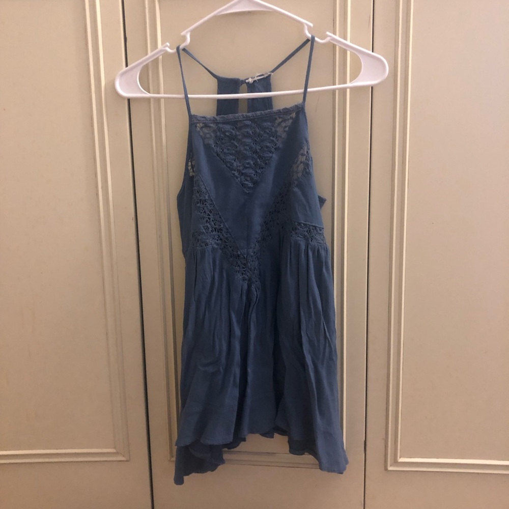 Sleekness flowy blue blouse